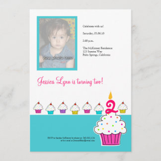 Invitation photo Cupcake, fête d'anniversaire