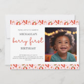 Invitation Photo Cute Berry Premier anniversaire (Devant)