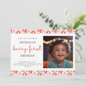 Invitation Photo Cute Berry Premier anniversaire (Debout devant)