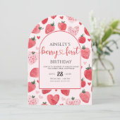 Invitation Photo Cute Berry Premier anniversaire 1er annivers (Debout devant)