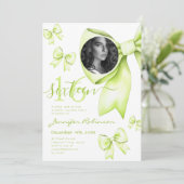 Invitation PHOTO Cute Coquette Lime Green Bow Sweet 16 (Debout devant)