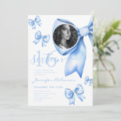 Invitation PHOTO Cute Coquette Marine Bow Sweet 16 (Debout devant)