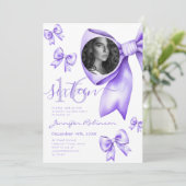 Invitation PHOTO Cute Coquette Purple Bow Sweet 16 (Debout devant)
