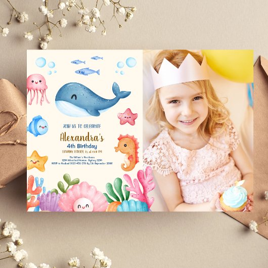 Invitation Photo Cute Under the Sea Anniversaire