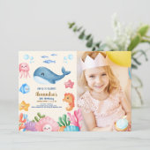 Invitation Photo Cute Under the Sea Anniversaire (Debout devant)