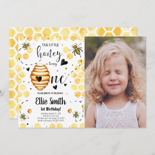 Invitation photo d'abeilles (Devant / Derrière)