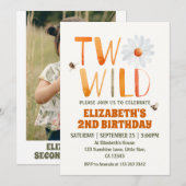 Invitation Photo Daisy Two Wild 2ND Birthday Girl (Devant / Derrière)