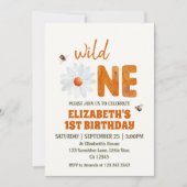 Invitation Photo Daisy Wild One 1st Birthday Girl (Devant)