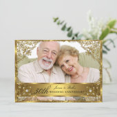 Invitation Photo damas perle or 50 ans de mariage (Debout devant)