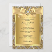 Invitation photo Damask & Bow Or 50e anniversaire (Dos)