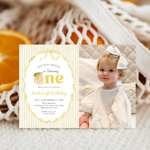 Invitation Photo d'anniversaire 1 an Citron Jaune Citrus