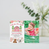 Invitation photo d'anniversaire 1 an ferme/barn ro (Debout devant)