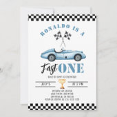 Invitation Photo d'anniversaire 1 an garçon voiture de course (Devant)