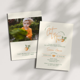 Invitation Photo d'anniversaire 2 ans de Little Cutie Orange 