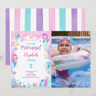Invitation photo d'anniversaire 2 ans sirène