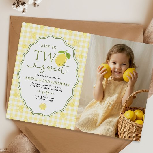 Invitation Photo d'anniversaire 2 ans sur le thème Gingham Le