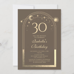 Invitation Photo d'anniversaire 30 ans Mocha Gold Celestial