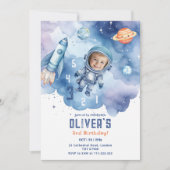 Invitation Photo d'anniversaire 3 ans Astronaute de l'espace (Devant)