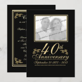 Invitation Photo d'anniversaire 40e (Devant / Derrière)