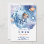 Invitation Photo d'anniversaire 4 ans Astronaute de l'espace (Devant)