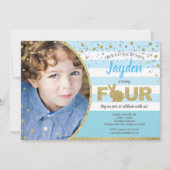 Invitation photo d'anniversaire 4 ans de lapin gar (Devant)