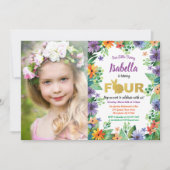 Invitation photo d'anniversaire 4 ans Pâques (Devant)