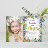 Invitation photo d'anniversaire 4 ans Pâques (Debout devant)