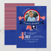 Invitation photo d'anniversaire 4 juillet (Devant / Derrière)