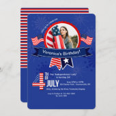 Invitation photo d'anniversaire 4 juillet (Devant / Derrière)