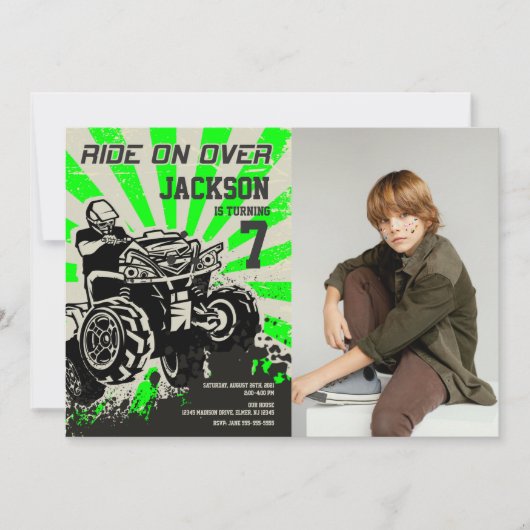 Invitation photo d'anniversaire 4 roues / Quad Bik (Devant)
