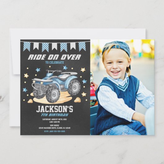 Invitation photo d'anniversaire 4x4 / Quad (Devant)