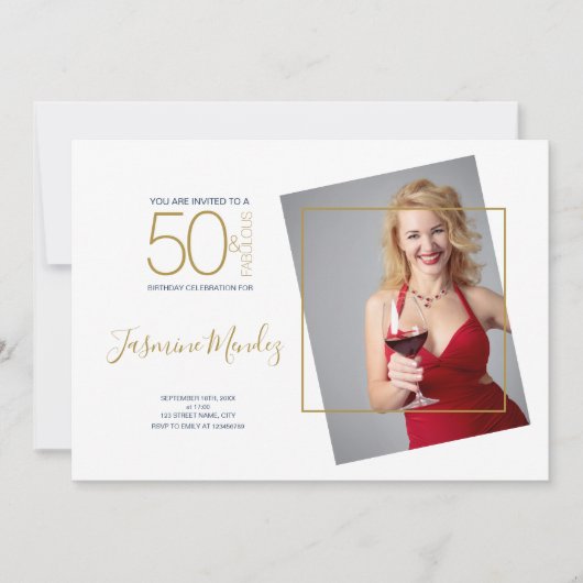 Invitation Photo d'anniversaire 50 ans et Fabuleux Points de (Devant)