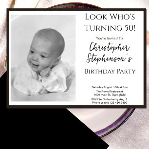 Invitation photo d'anniversaire 50 ans minimaliste