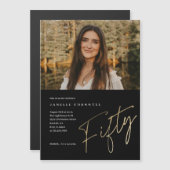 Invitation photo d'anniversaire 50 ans or minimali (Devant / Derrière)