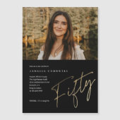 Invitation photo d'anniversaire 50 ans or minimali (Devant)