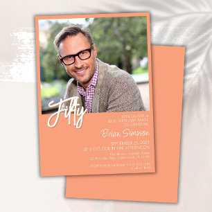Invitation Photo d'anniversaire 50 ans Peach