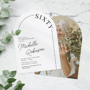 Invitation Photo d'anniversaire 60 ans adulte Arch moderne