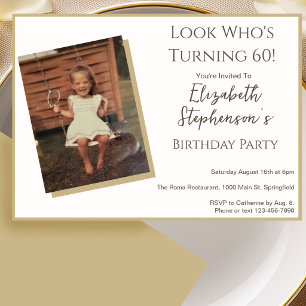 Invitation photo d'anniversaire 60 ans minimaliste