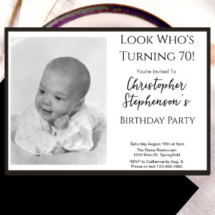Invitation photo d'anniversaire 70 ans minimaliste