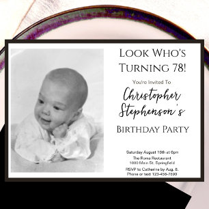 Invitation photo d'anniversaire 78 ans minimaliste