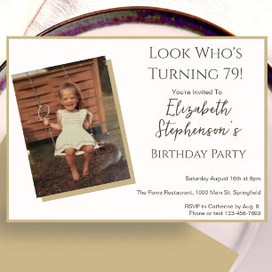Invitation photo d'anniversaire 79 ans minimaliste