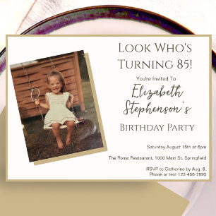 Invitation photo d'anniversaire 85 ans minimaliste