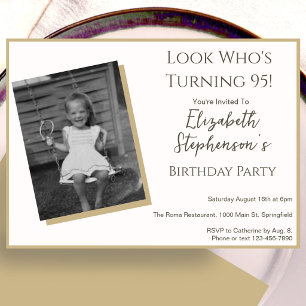 Invitation photo d'anniversaire 95 ans minimaliste