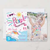 Invitation photo d'anniversaire à la piscine cool (Devant)