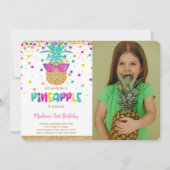 Invitation photo d'anniversaire à l'ananas (Devant)