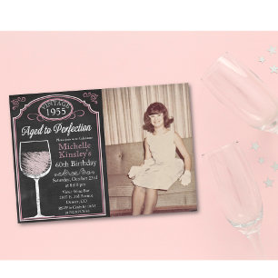 Invitation photo d'anniversaire adulte Wine Chalk