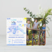 Invitation photo d'anniversaire aire de jeux (Debout devant)