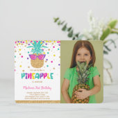 Invitation photo d'anniversaire avec ananas (Debout devant)