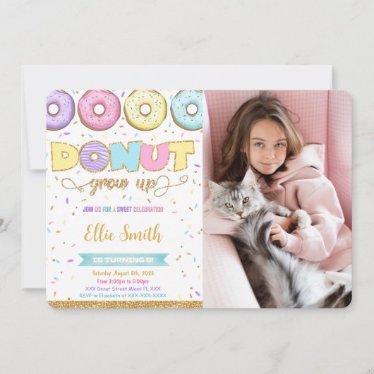 Invitation photo d'anniversaire avec donut (Devant)