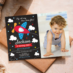Invitation photo d'anniversaire Avion   Le temps p